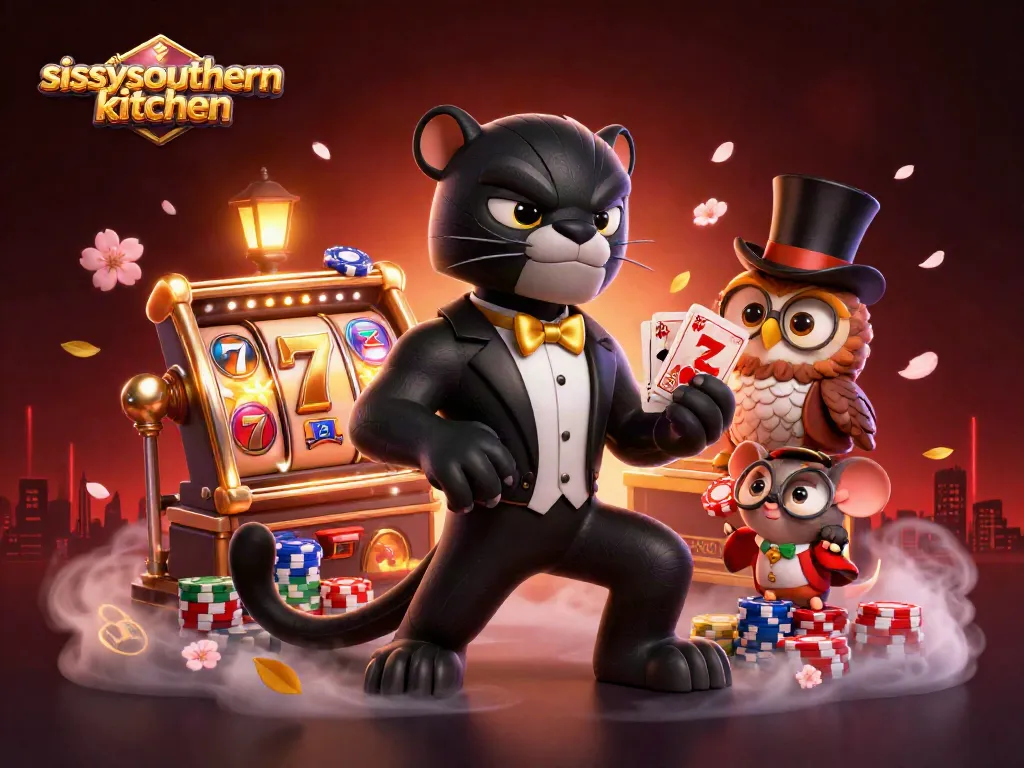 Engage with sissyssouthernkitchen's vibrant gambling scene featuring elegant card dealing and lucky charms.