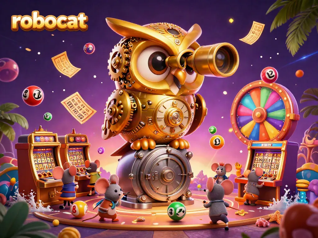 Players roll in excitement at the Robocat casino with vibrant game elements and an enchanting atmosphere.